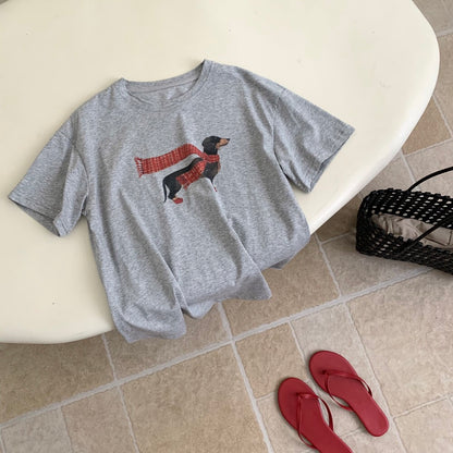 🐕‍🦺 ￼可愛頸巾小狗棉質TEE