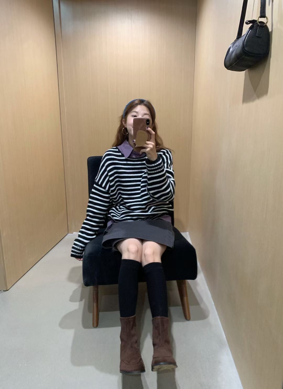 // 慵懶間條粗針毛衣