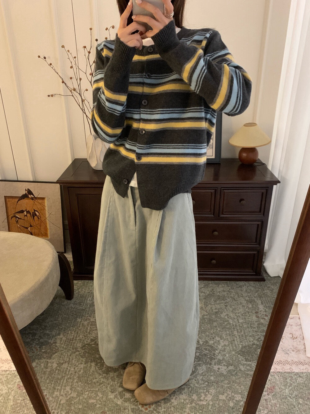 // 30%wool復古拼間圓領CD