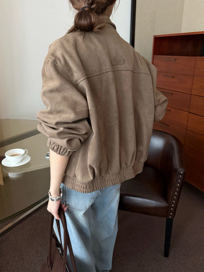 J44 / 雙口袋帥氣翻領工裝麂皮絨外套