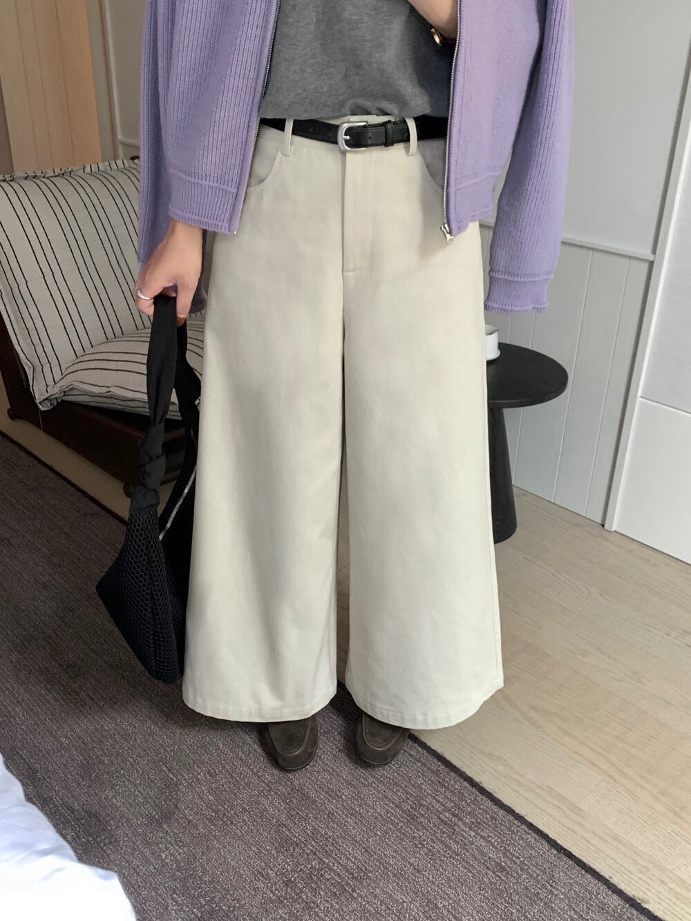 // 小個子必入九分闊腳褲(連腰帶)