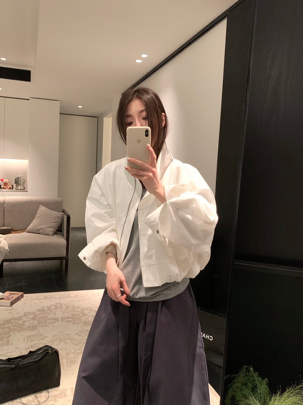 🫖 極簡風大翻領束腳短款外套