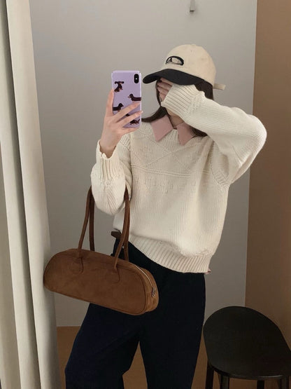 // 菱格織紋高級感圓領NT