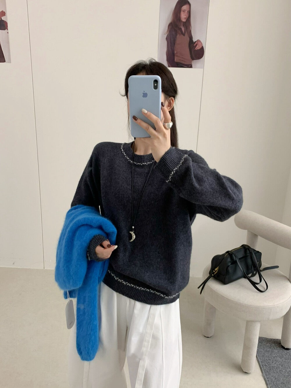 // 撞色穿插邊設計12%兔毛NT