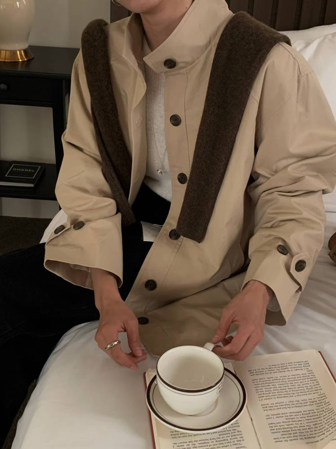 // 高品質立領中長trench coat