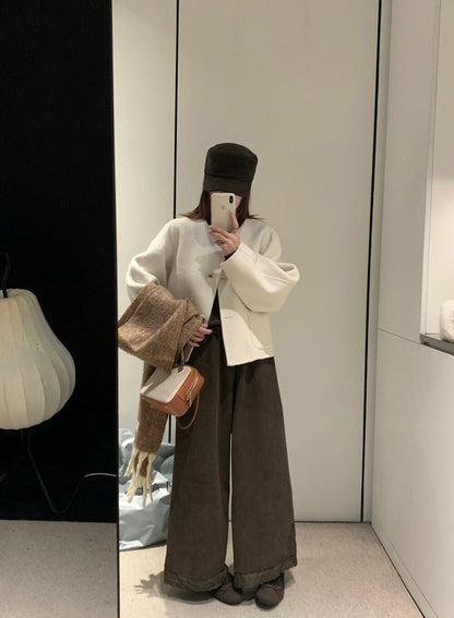 // 福利款！100%羊毛圓領簡約手工外套