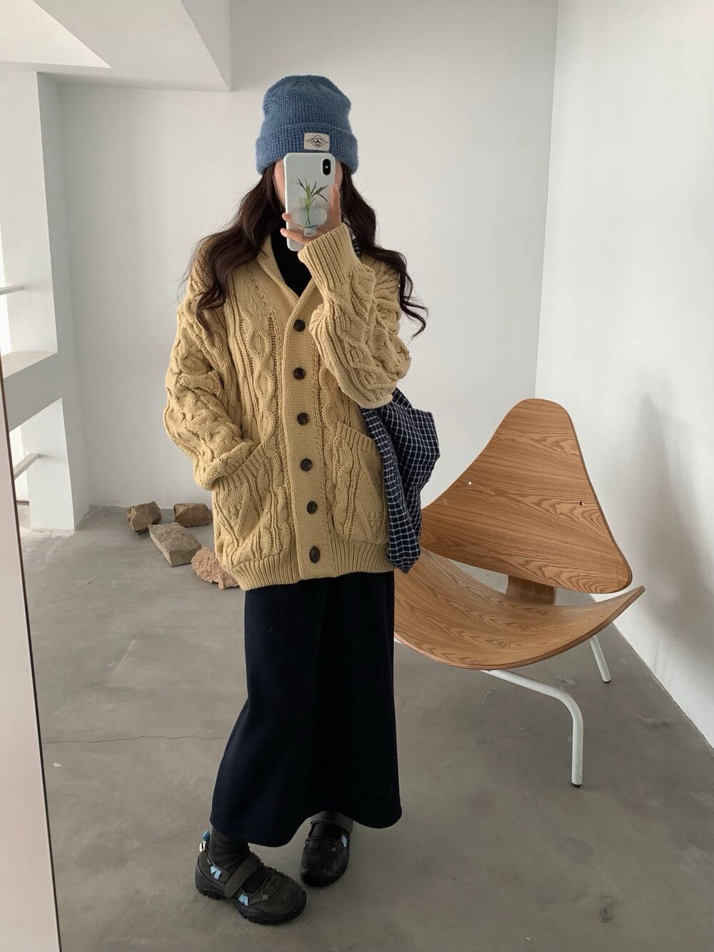 // 慵懶感麻花翻領中長CD