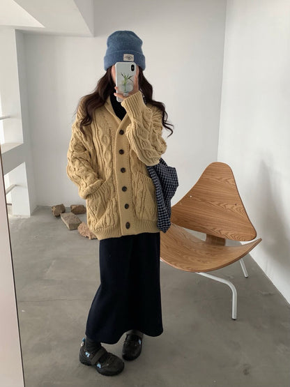 // 慵懶感麻花翻領中長CD