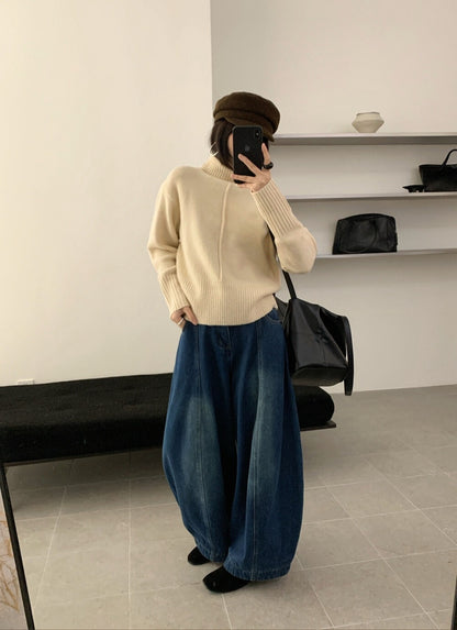 // 設計感中線直坑織紋高領NT