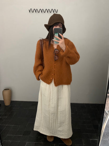 // 簡約小v領毛絨感CD