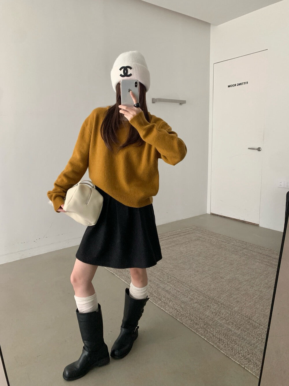 // 100%羊毛撞色假兩件毛衣