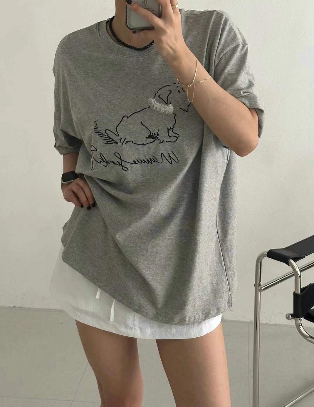 // 超可愛立體lace圍巾小狗TEE