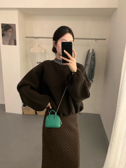 // 20%綿羊毛拼接後綁帶束腳毛衣