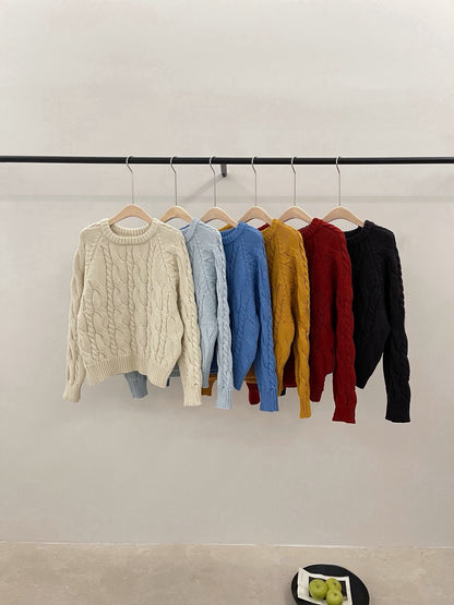 // 復古感扭紋麻花毛衣