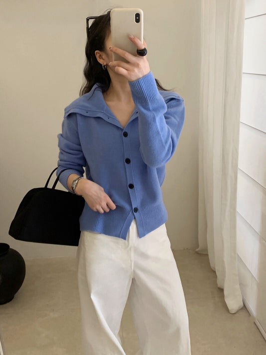 // 100%wool大翻領可立領開胸CD