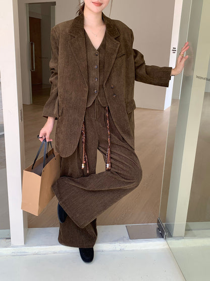 // 超美雪尼爾絨馬甲+褲+外套SET(外套可分開單買)