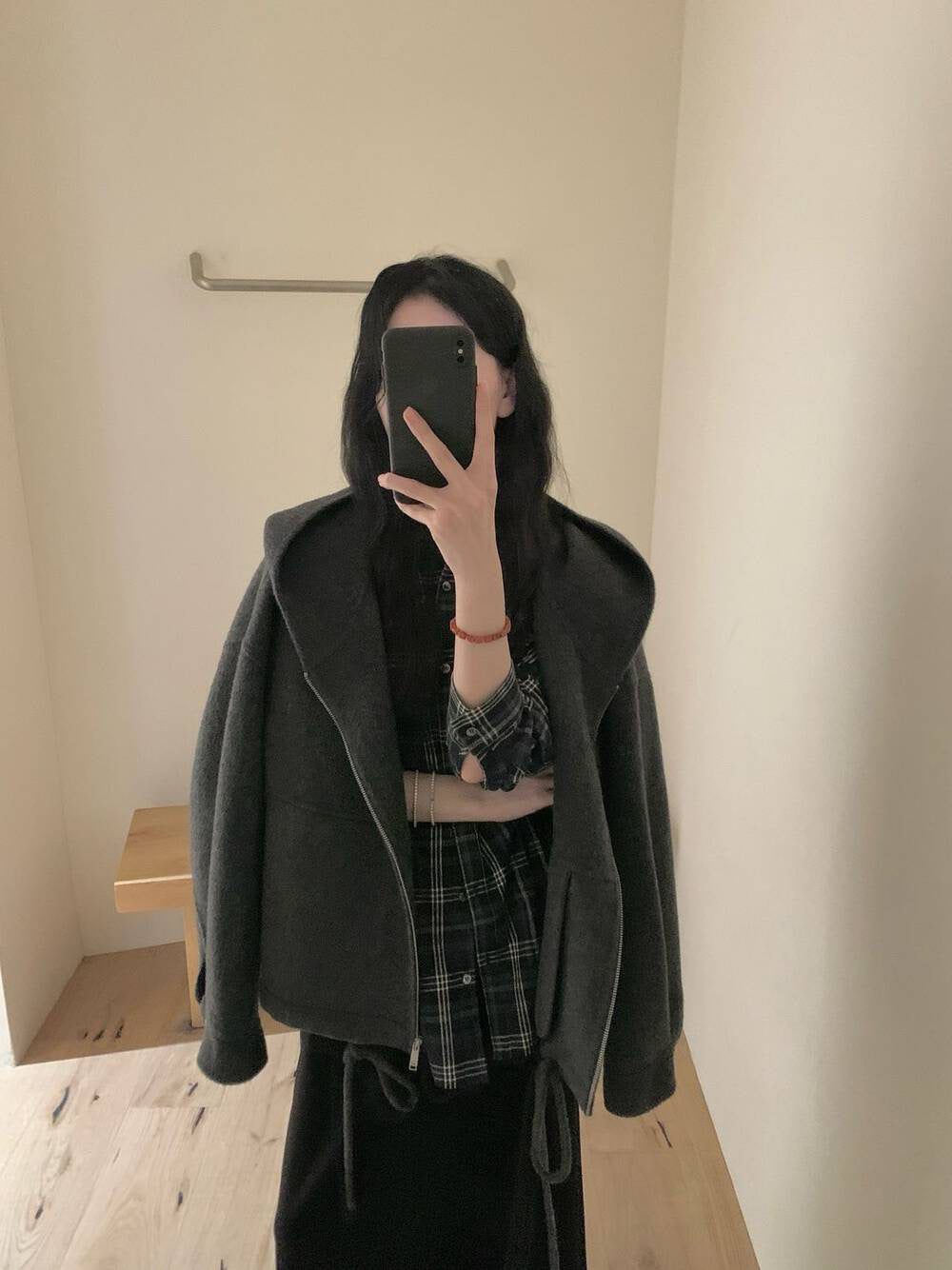 // 100%羊毛低飽和度色調連帽超帥版型手工外套