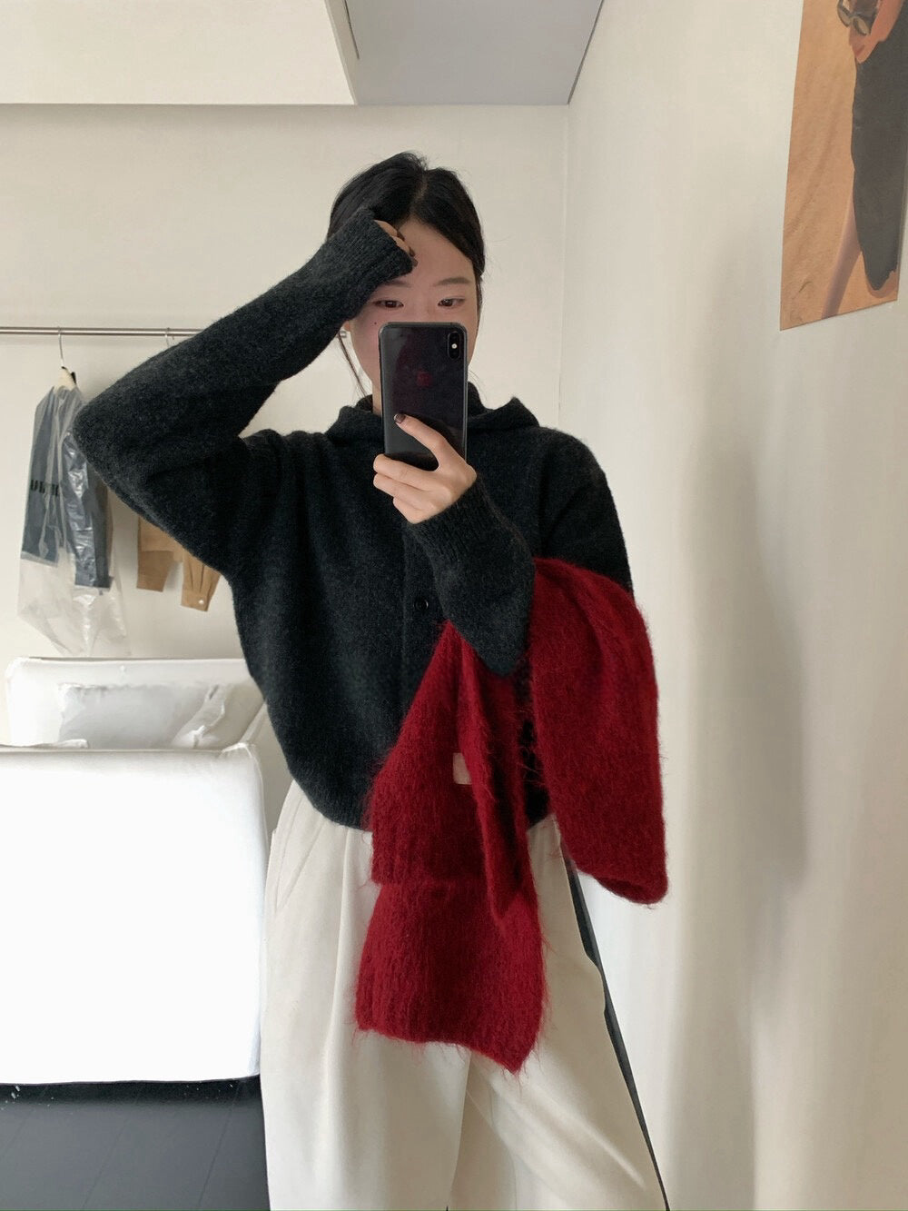 // 30%羊毛軟糯排扣連帽外套