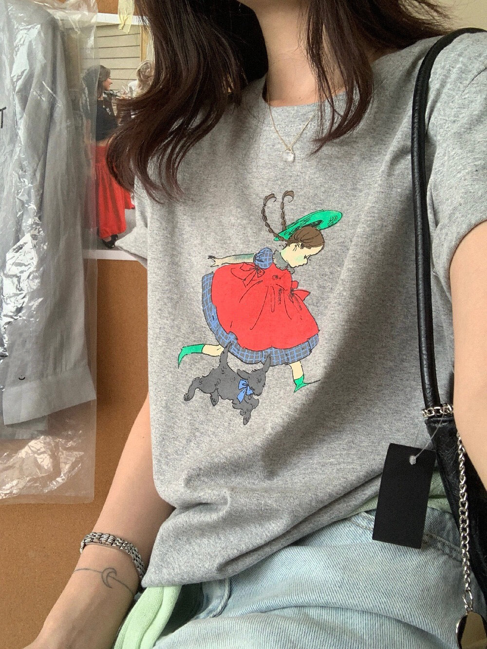 // 少女圖案棉質短袖TEE