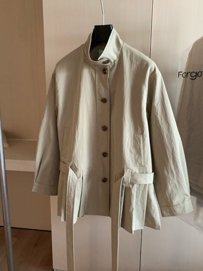 // 設計感百褶腳可立領trench coat