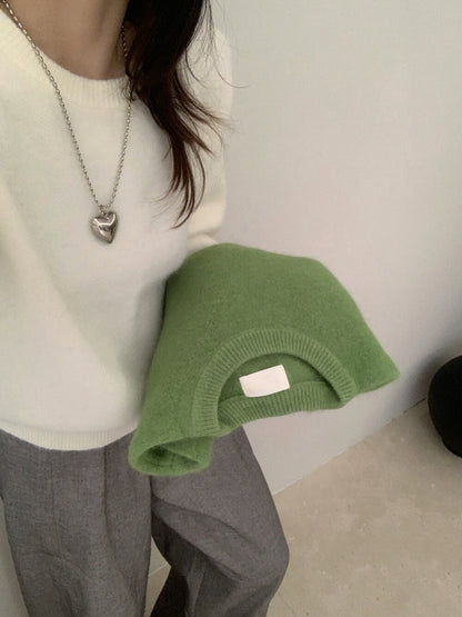 // 軟糯超美色系混兔毛圓領毛衣