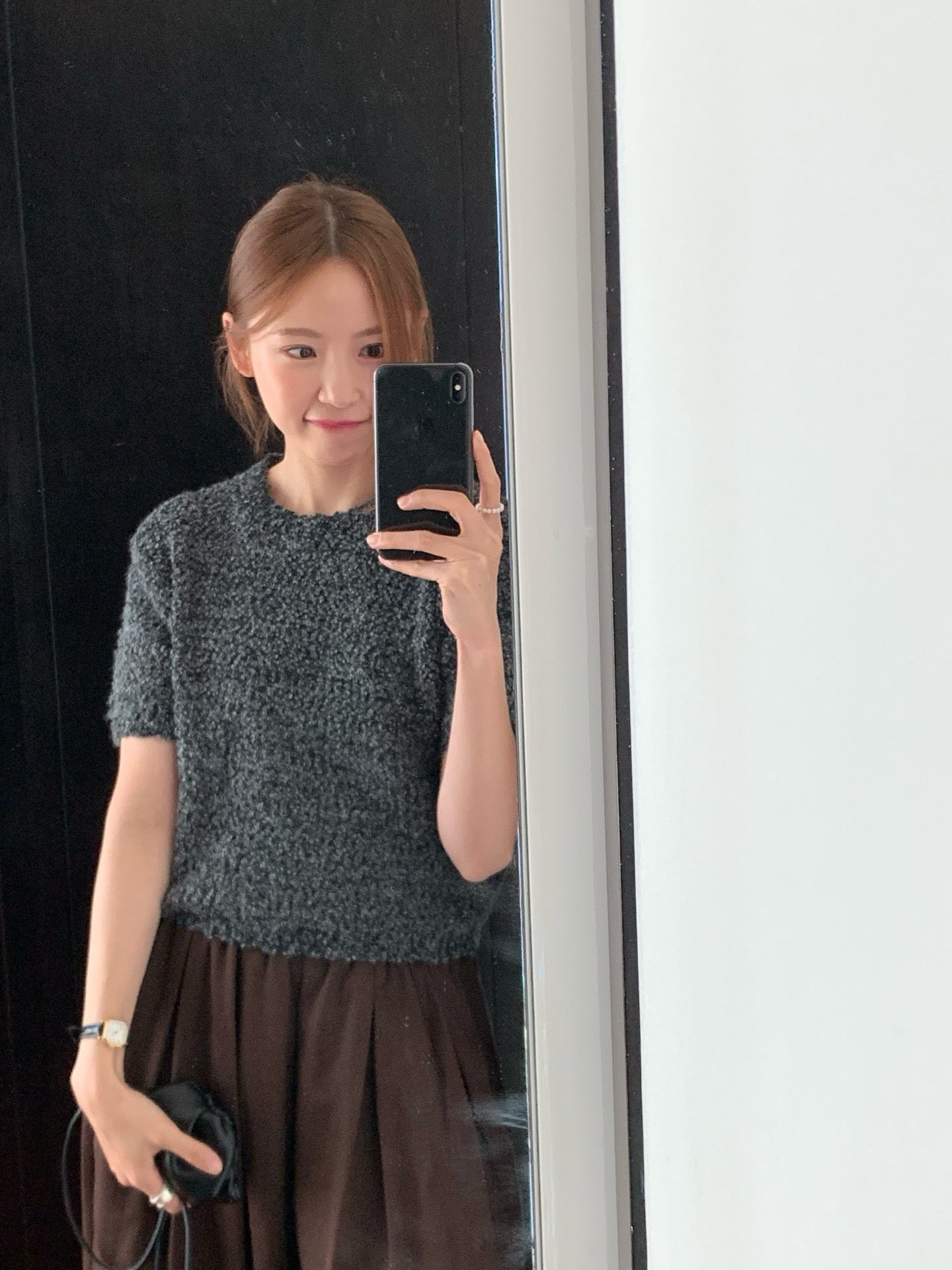 // 粗針織感肌理感5%羊毛短袖NT