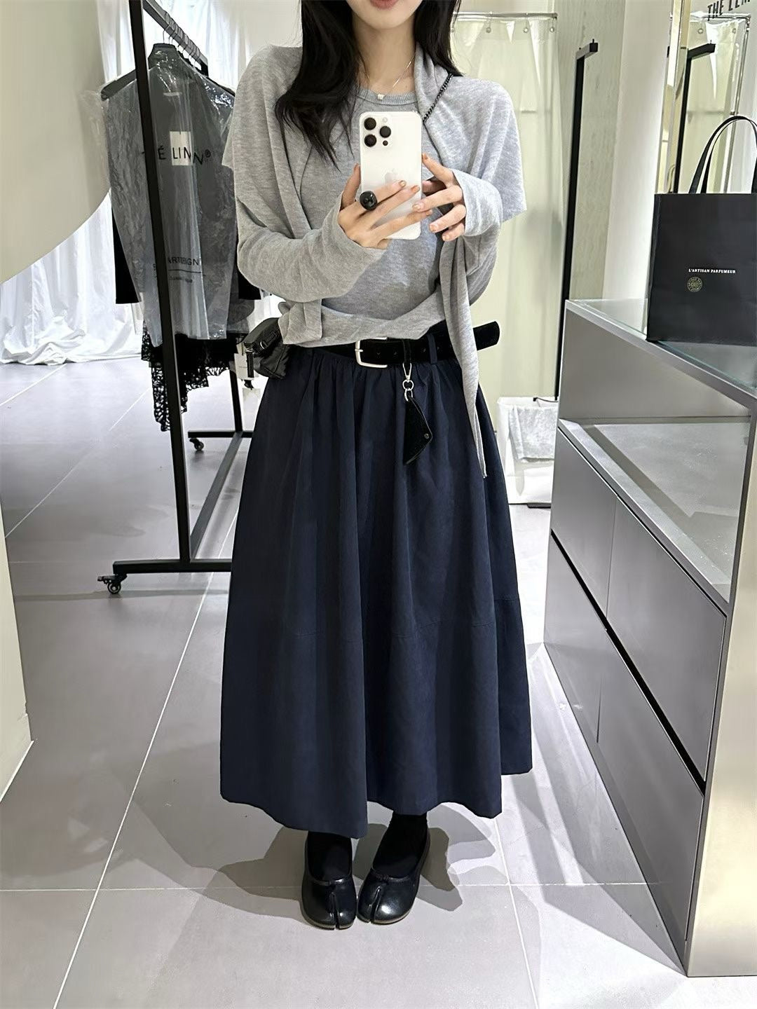 // 微絨感質料連腰帶傘裙