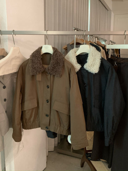 // 帥帥毛毛領夾棉飛行外套