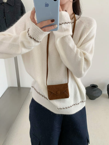 // 撞色穿插邊設計12%兔毛NT