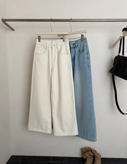 // 口袋位小details加絨全長牛仔褲