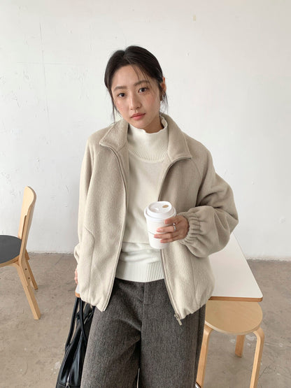 // 休閒風絨毛感夾棉外套