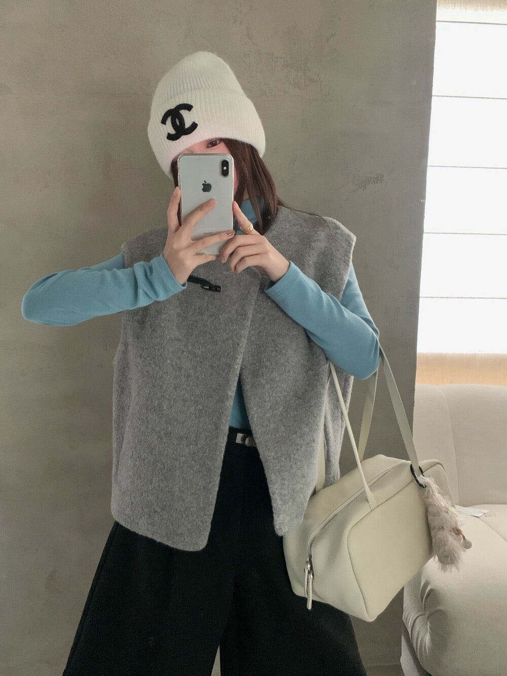 // 60%綿羊毛單鈕扣馬甲背心