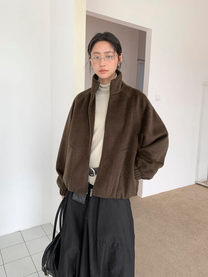 // 休閒風絨毛感夾棉外套