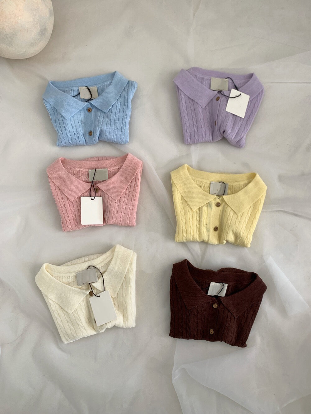 // 天絲麻透氣麻花polo背心針織