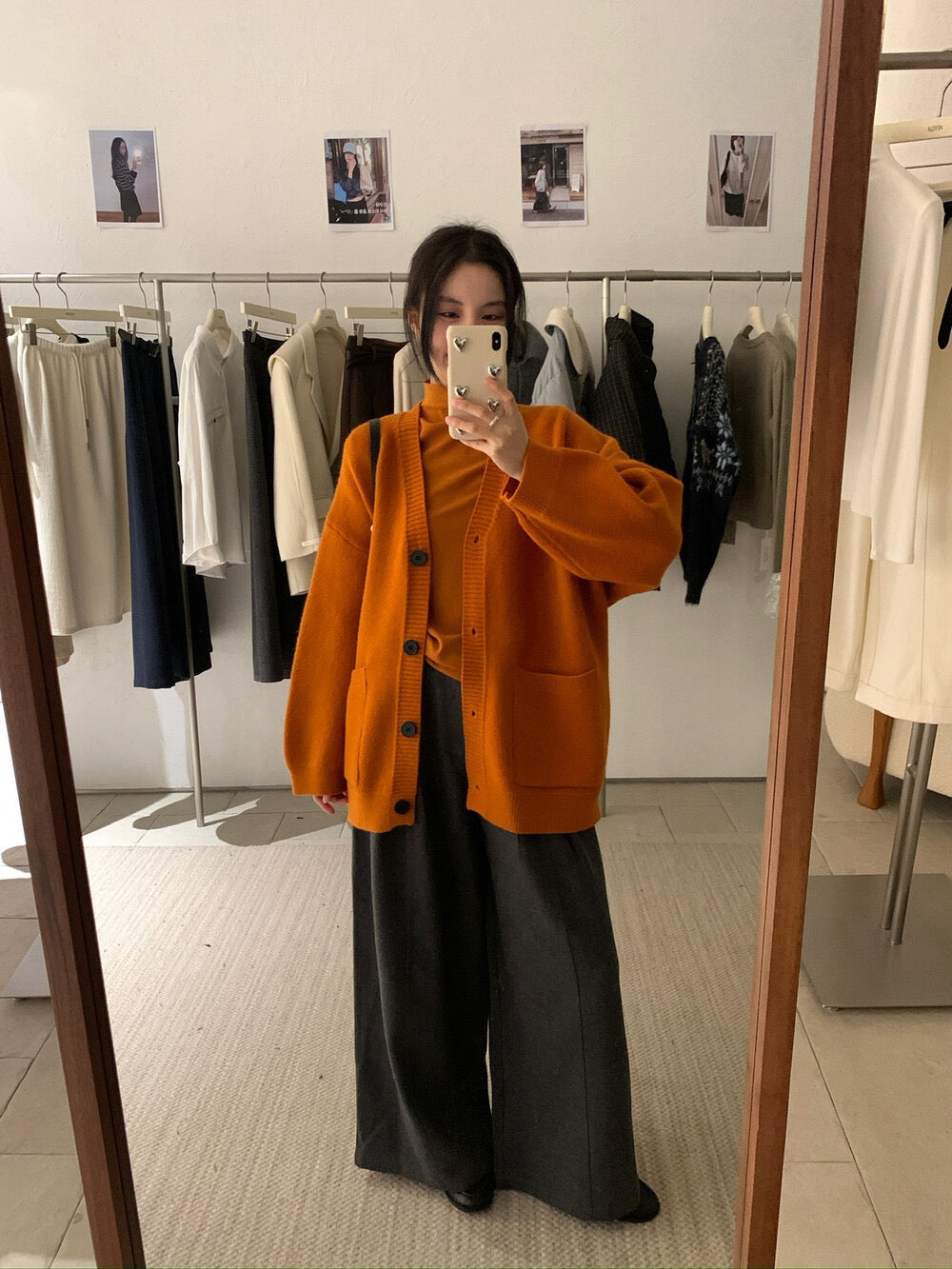 // 慵懶重磅靚色V領中長CD