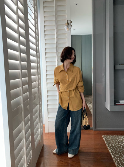 // 搭扣褲頭超顯腿長全長牛仔褲