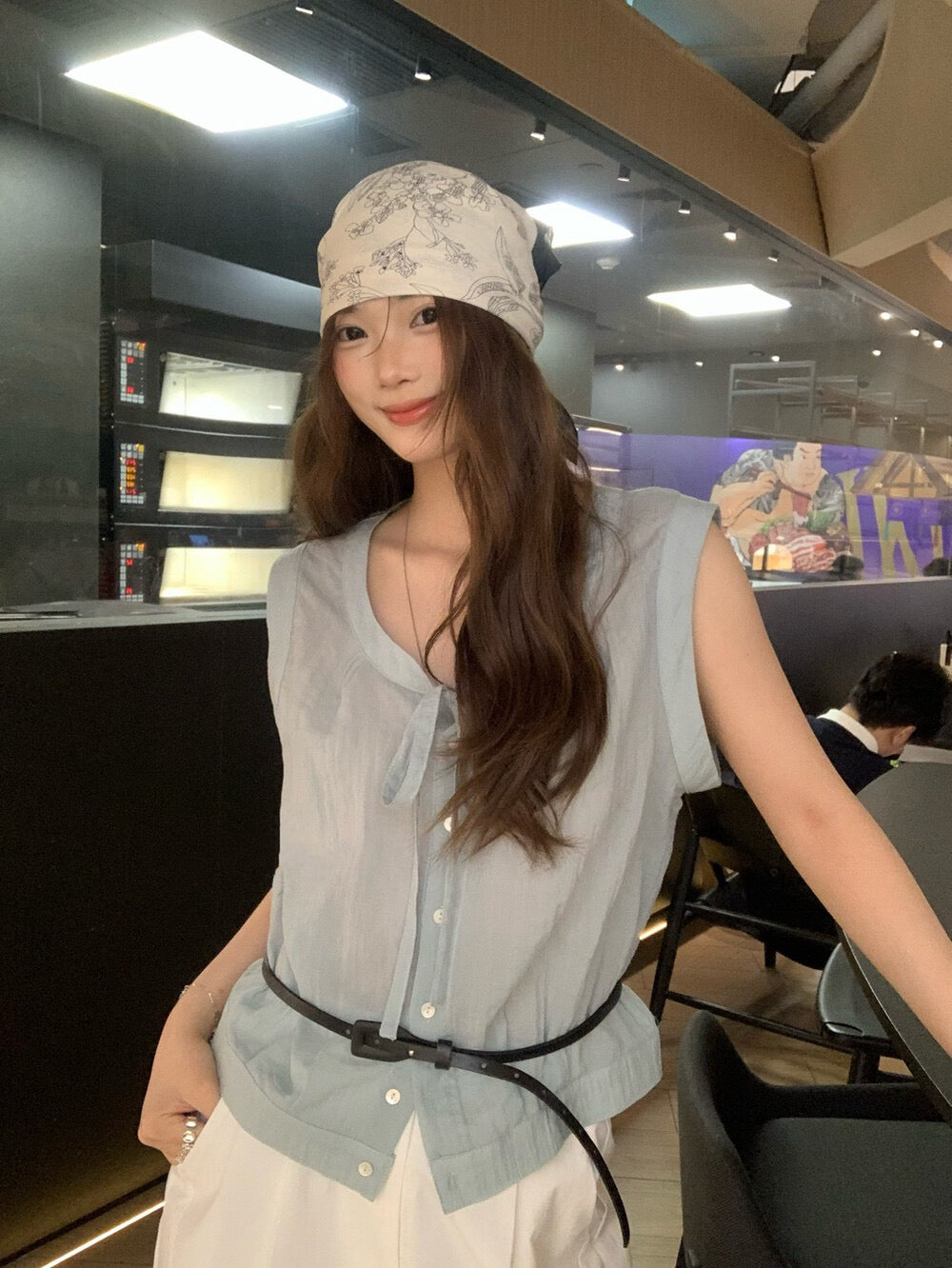 // 親膚lyocell綁帶排扣背心