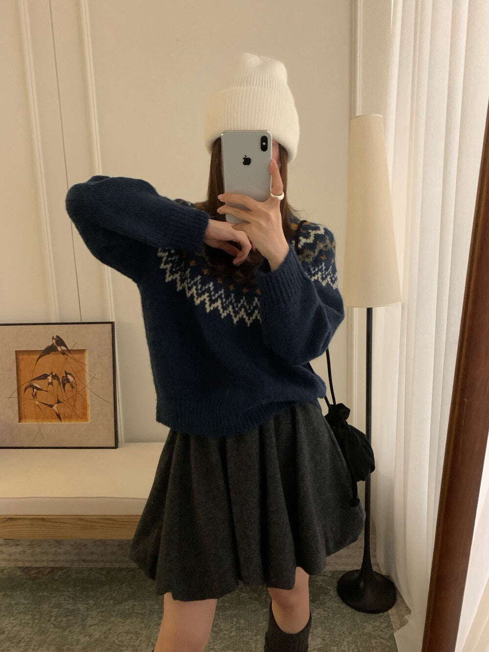 // 20%羊毛聖誕必備花紋圓領毛衣