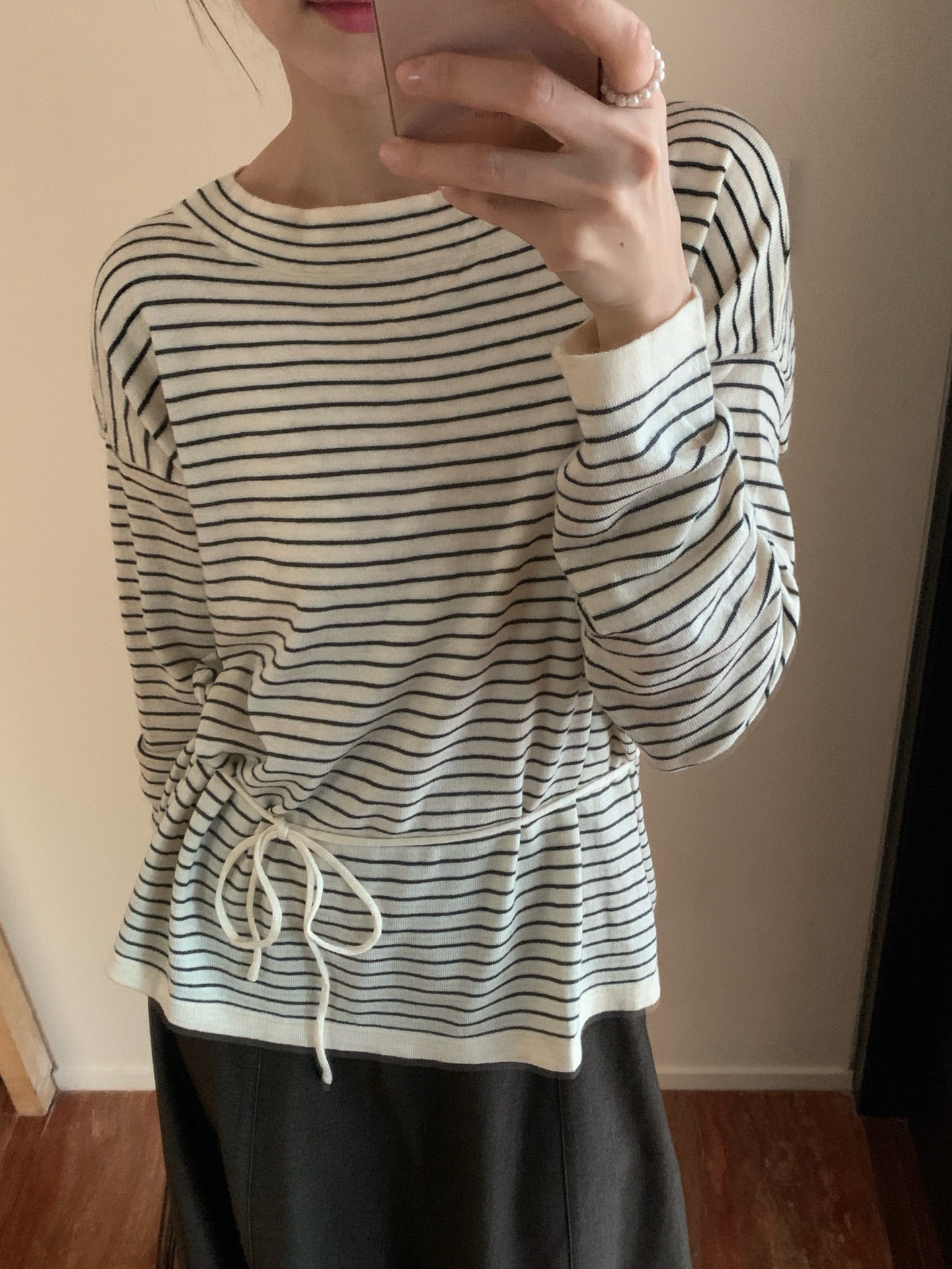 // 三種穿法8%wool親膚間條綁腰NT