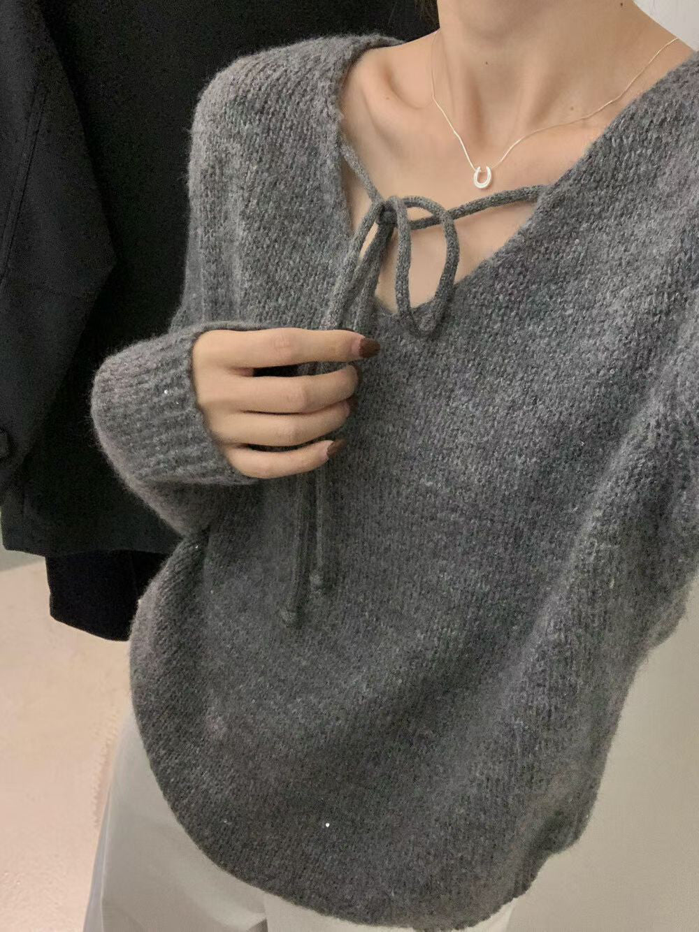 // 15%羊毛綁帶領bling bling毛衣