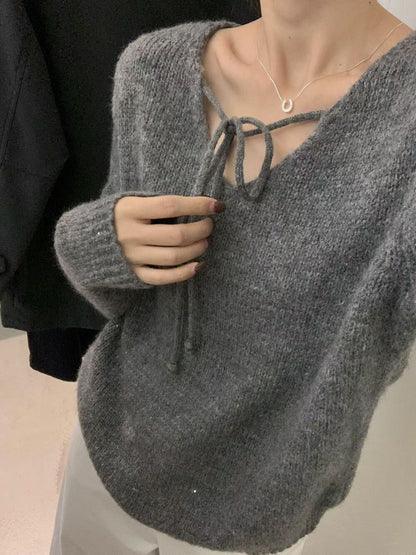 // 15%羊毛綁帶領bling bling毛衣