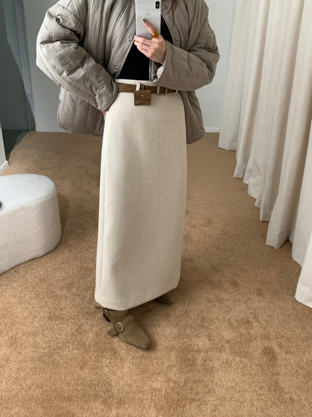 // 50%wool解鎖一切秋冬配搭的長款直筒裙