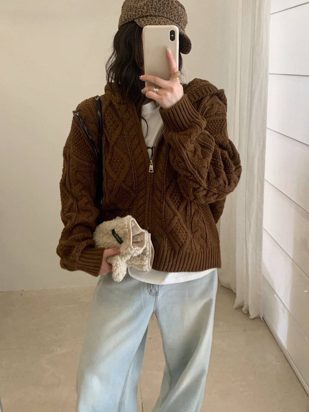 // 重工麻花上下拉鍊連帽CD