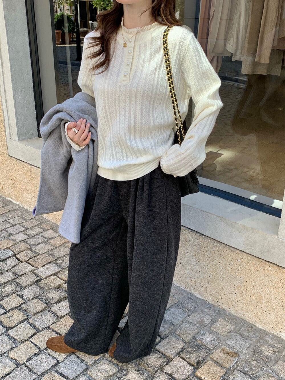 // 拼接花邊領精緻鈎花NT