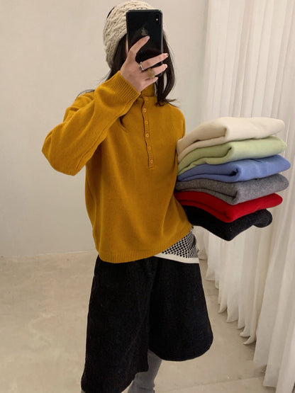 // 100%綿羊毛可立領半鈕扣NT