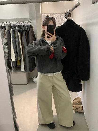 // 經典半拉鍊連帽混羊毛毛衣