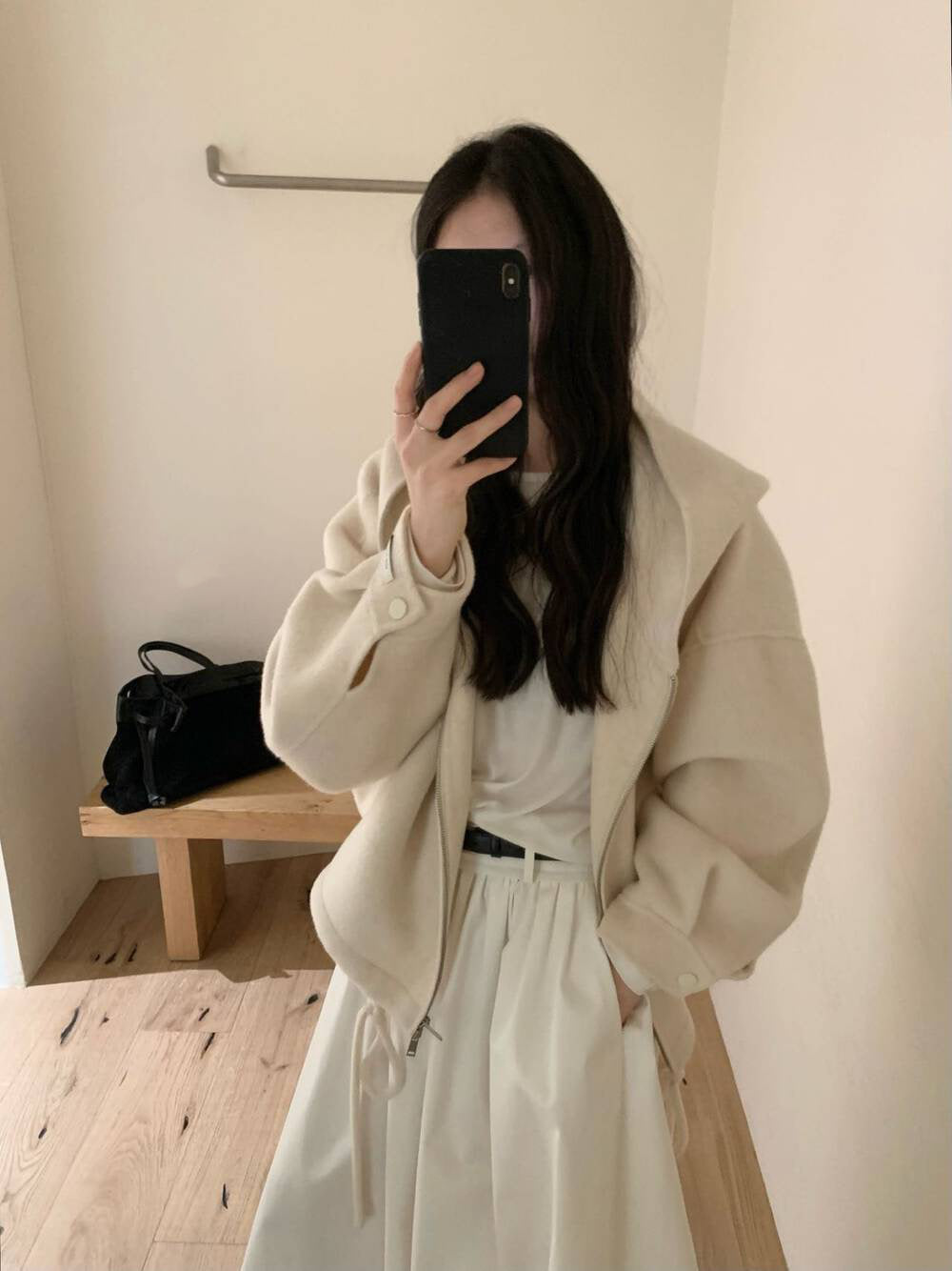 // 100%羊毛低飽和度色調連帽超帥版型手工外套