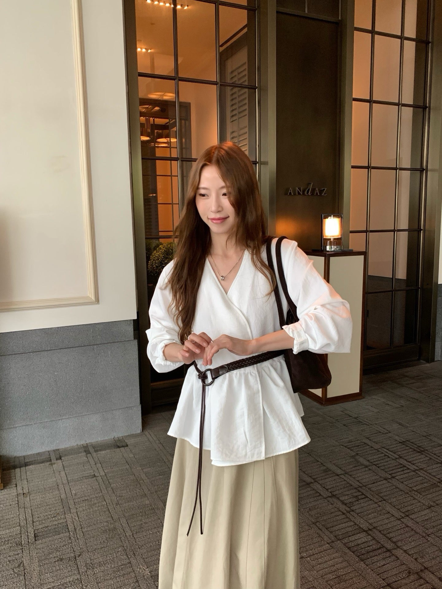 // 連腰帶法式氣質一件式BL