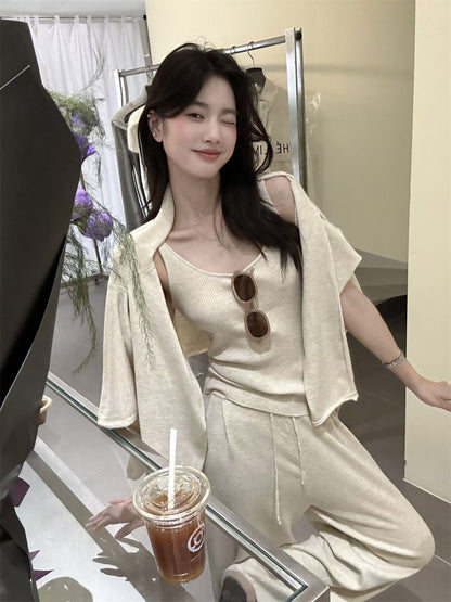 // 超氣質背心+外套+褲三件套