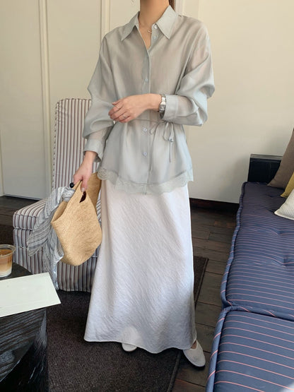 // 垂感肌理感微A顯瘦SK